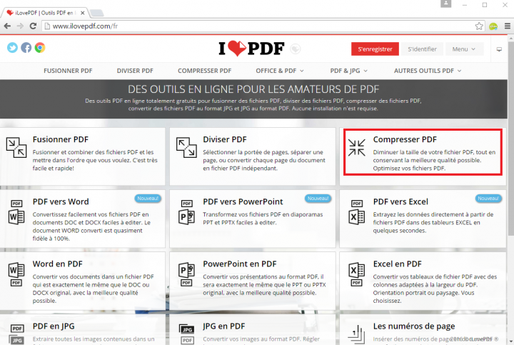 Clic sur Compresser PDF