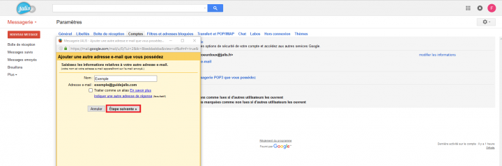 Configuration d'une adresse mail dans Gmail