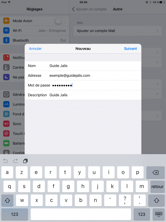 Ajouter une adresse mail dans l’application Mail sur iPad