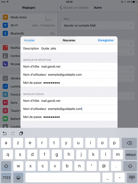 Ajouter une adresse mail dans l’application Mail sur iPad