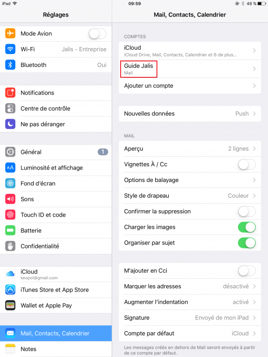 Ajouter une adresse mail dans l’application Mail sur iPad