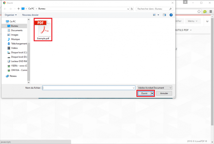 Choix du fichier PDF à compresser