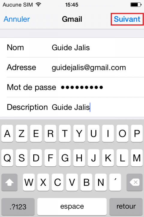 Configuration d'une adresse Gmail dans Mail