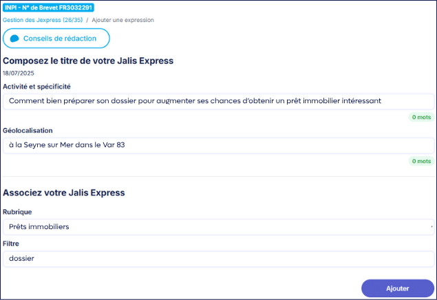Construisez votre Jalis Express pas à pas